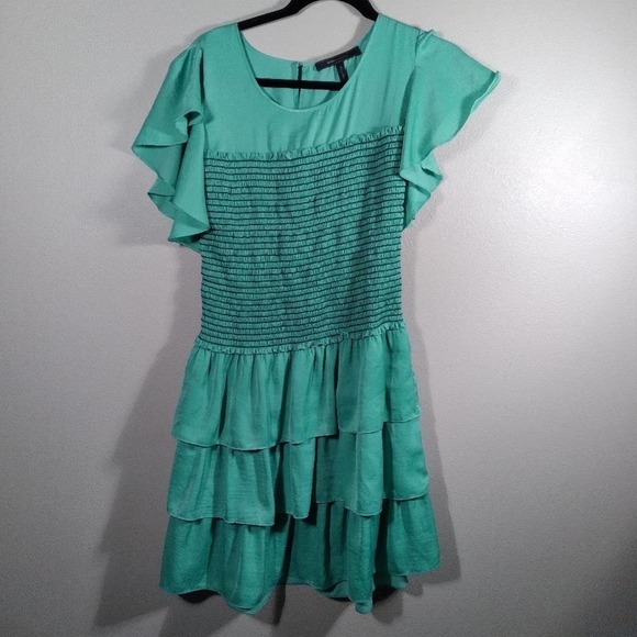 BCBGMAXAZRIA Light Aqua Smocked Lara Dress - Picture 2 of 13
